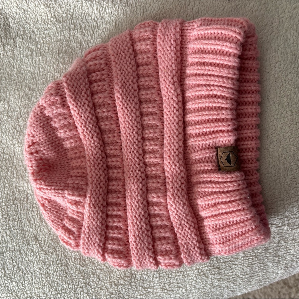 Pink Knitted Kids Beanie